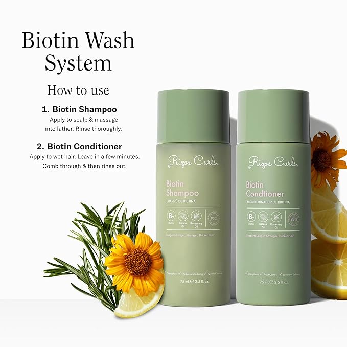 Rizos Curls Travel Biotin Wash Bundle