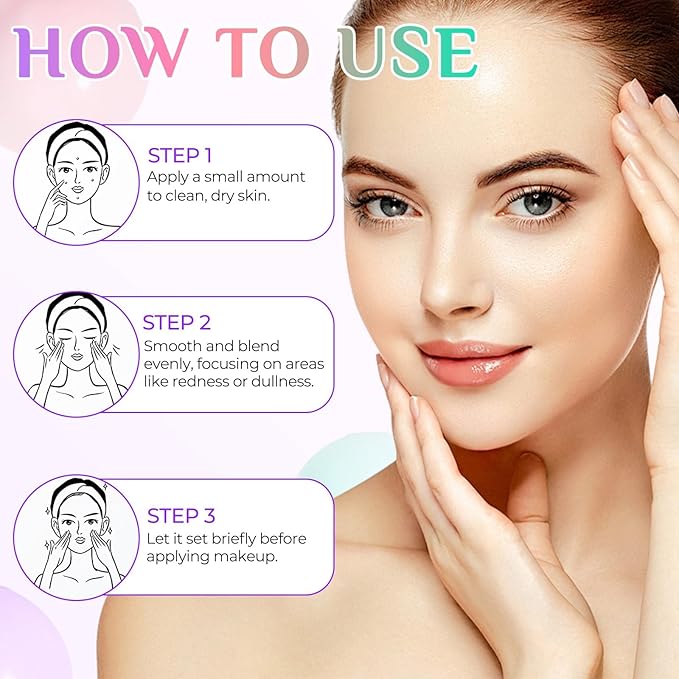 Primer for Face Before Makeup, 3 In 1 One Step Color Corrector Primer, SPF 50 PA+ Sunscreen Isolation Cream, Hydrating, Oil Control Facial Serum Even Skin Tone, Water-Resistant & Sweat-Proof