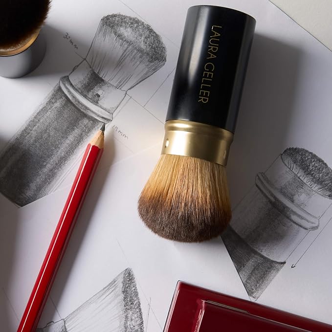 LAURA GELLER NEW YORK Retractable Airbrush Kabuki Brush for All Face Makeup & Foundation for Liquid, Cream and Powder Face Makeup With Aluminum Handle
