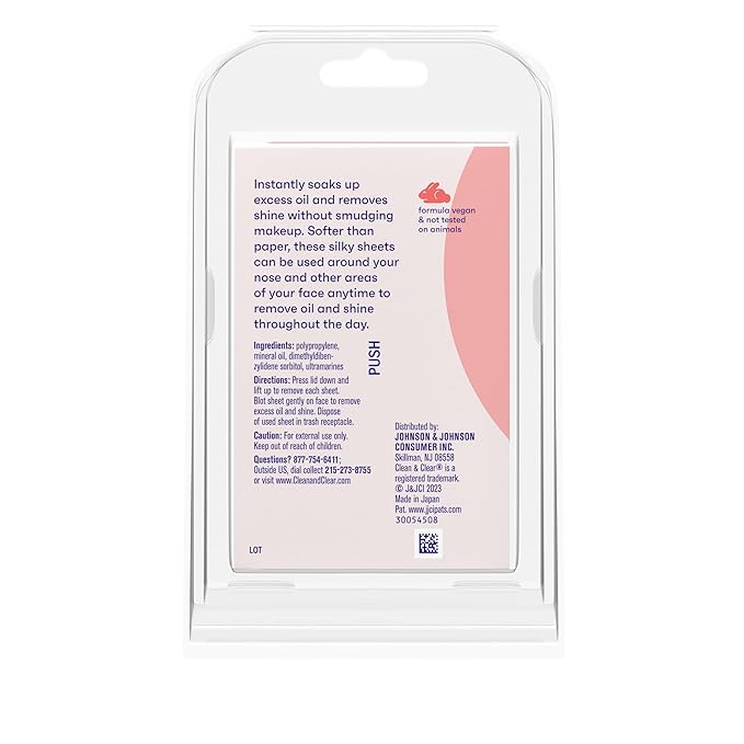 Clean & Clear Oil Absorbing Facial Sheets, Portable Blotting Papers for Face & Nose, Absorbing Blotting Sheets for Oily Skin to Instantly Remove Excess Oil & Shine, 3 x 50 ct