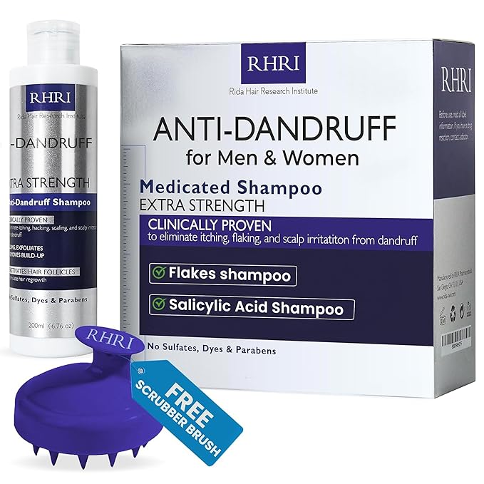 Anti Dandruff Shampoo for Men & Women | Extra Strength Medicated Shampoo with 2% Salicylic Acid and Tea Tree Oil for Itchy, Dry Scalp, Flakes and Build-Up | Sulfate Free 200ml