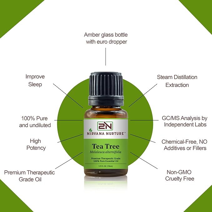 Tea Tree Essential Oil 100% Pure Premium Therapeutic Grade, Undiluted - Aromatherapy Diffuser for Calm and Relaxation, Skin Care, Hair Care