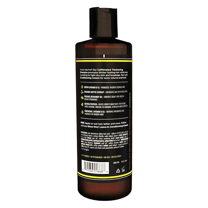 Barrel and Oak - Caffeinated Thickening Shampoo, Biotin Shampoo, Hair Care for Men, Strengthens & Hydrates, Biotin for Thicker Hair, Essential Oil-Based Scent, Vegan (Coffee & Citrus, 16 oz)