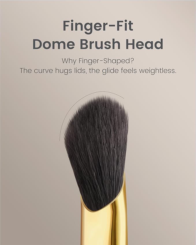 Desert Oak Series Thumb-Shaped Eyeshadow Brush (Small) - Curved Brush Head Mimics Natural Finger Contour, Premium Goat Hair & Bubinga Handle for Lid/Crease Blending (CM 171)