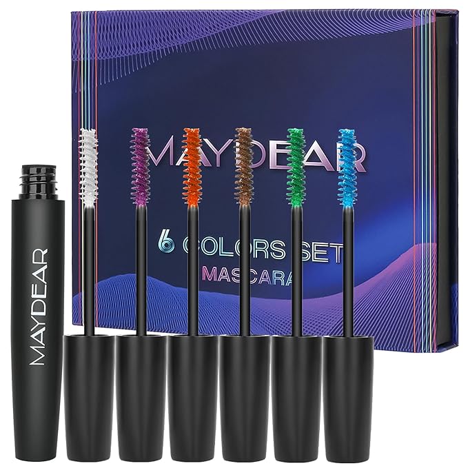 Maydear Waterproof Colored Mascara Set β Long-Lasting, Cruelty-Free, Vegan Eye Makeup for Women (6 Colors)