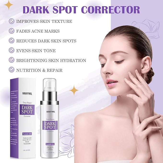 HANYWIL Dark Spot Remover for Face & Body Serum,Rapid Tone Repair Cream with Hyperpigmentation Treatment,Sun Spot, Age Spot & Melasma Remover,Dermatologist-Tested Brightening Retinol Serum (1.7 Fl Oz)
