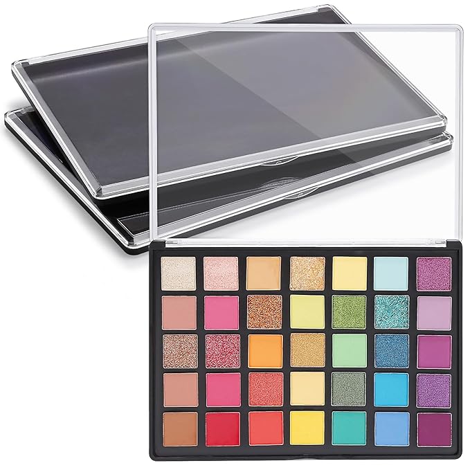 2PCS 9.25"x6.6" Large Empty Magnetic Makeup Palettes, Not Included Metal Sticker/Pans, XL Eyeshadow Pan Dispensing Storage Boxes, Compact & Portable Blush Lipstick Powder Palettes for DIY Cosmetics