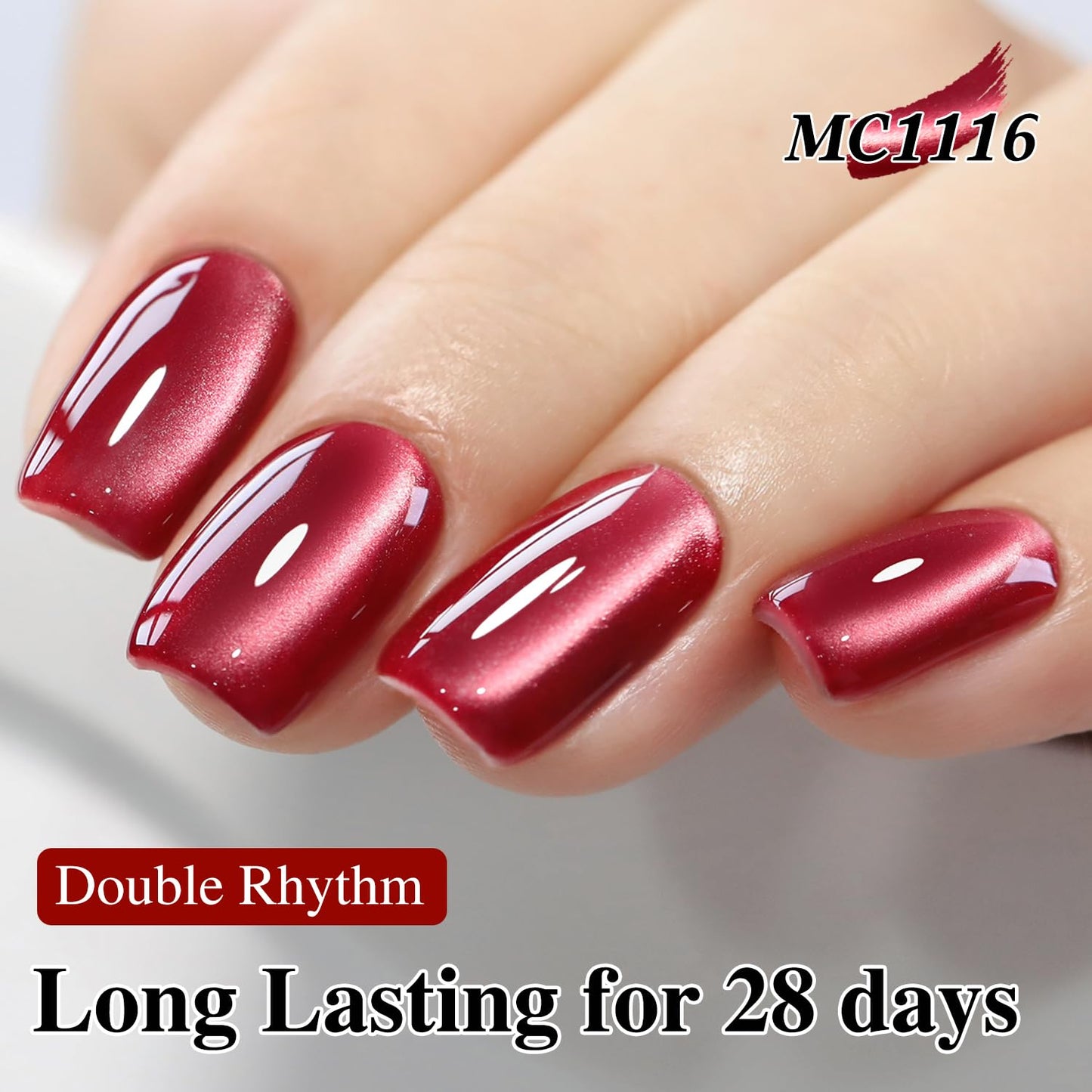 Double Rhythm Cat Eye Gel Polish Set 6 Colors Shimmer Glitter with Magnet Holographic Reflective Magnetic UV Gel Polish Art Kit (Black Burgundy Green Navy 6-Kit 41)