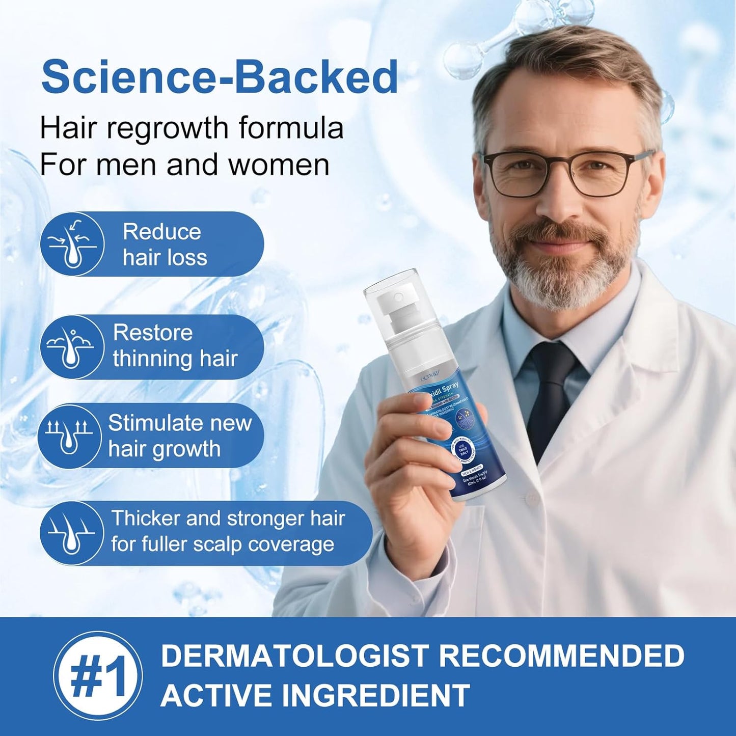 5% Minoxidil for Men and Women, Regrowth Serum, Extra Strength Spray for Hair Loss, Minoxidil 5 Percent, Thicker Healthier Hair, Beard Growth Kit, Topical Treatment, 60ml x 7 Bottles(Extra Strength)