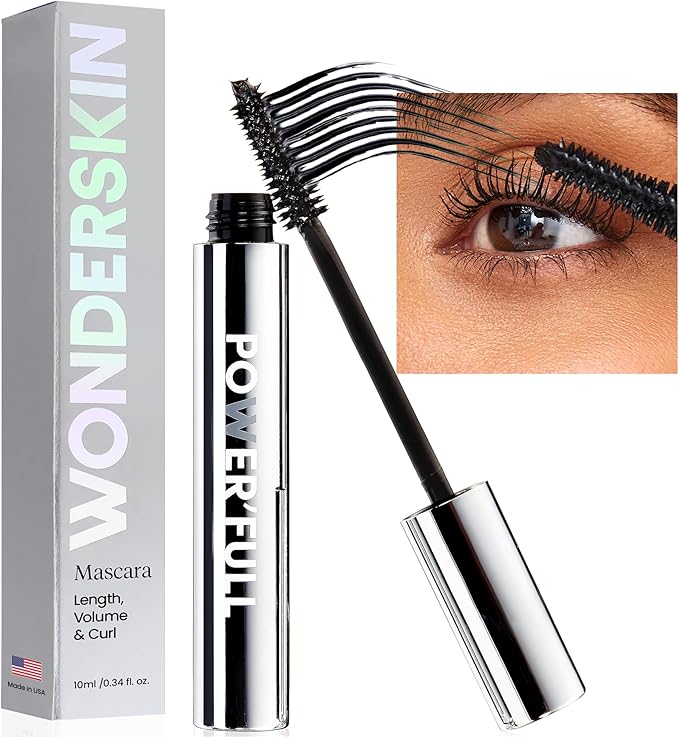 Wonderskin Mascara - Black Mascara for Volume, Length, and Curl - Lengthening, Volumizing & Smudge Proof Lash Makeup