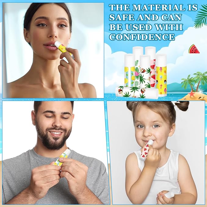 50 Pcs Summer Lip Balm Bulk Moisturizing Lip Balm Jasmine Flavor Lip Balms Cream Tropical Hawaiian Beach Luau Party Lip Care Product for Stocking Stuffers Beauty Gifts Women Men