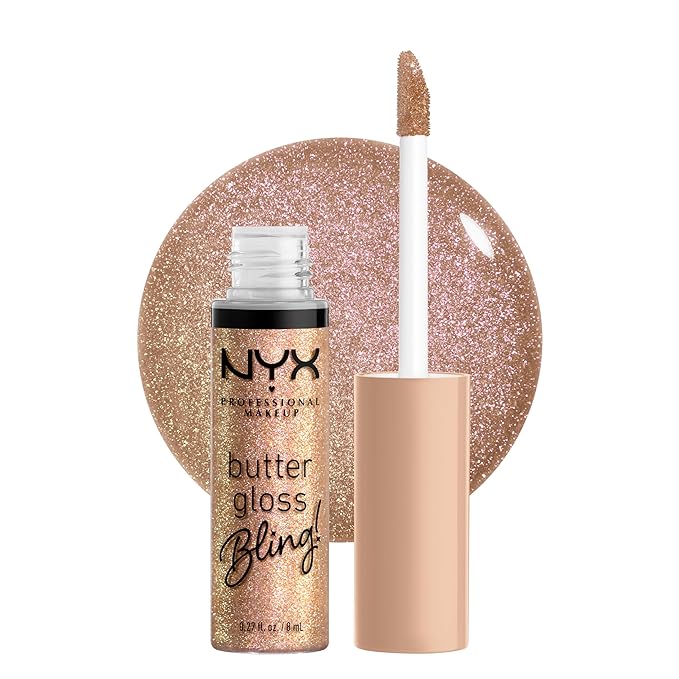 NYX PROFESSIONAL MAKEUP Butter Gloss Bling Lip Gloss, Non Sticky and Shiny Vegan Lip Makeup - Bring The Bling