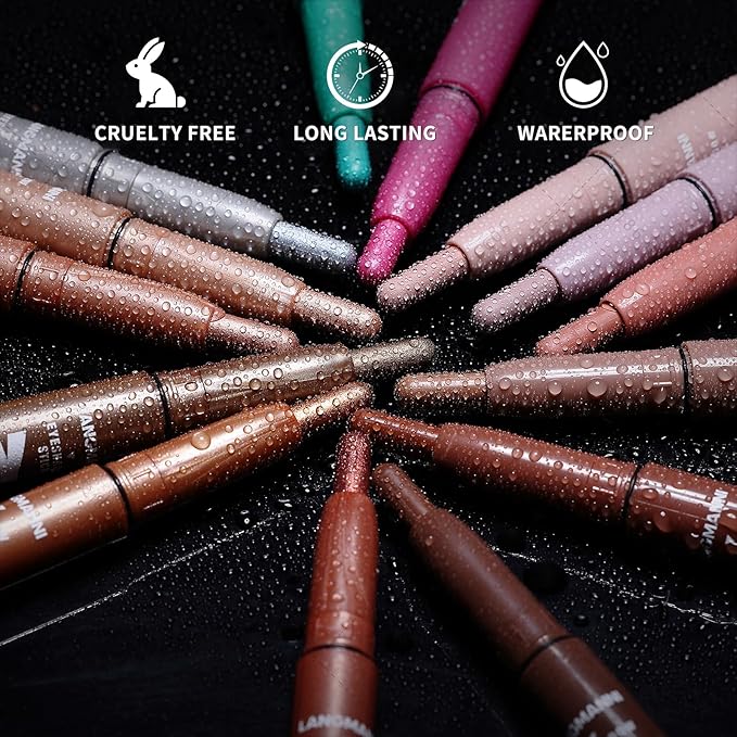 LANGMANNI Eyeshadow Stick, 6 PCS Waterproof Multi-Color Eyeshadow Pen Set, Creamy Long-Lasting Eye Makeup Kit, Natural & Shimmer Shades Contour Stick, Perfect Gifts For Women (#D)