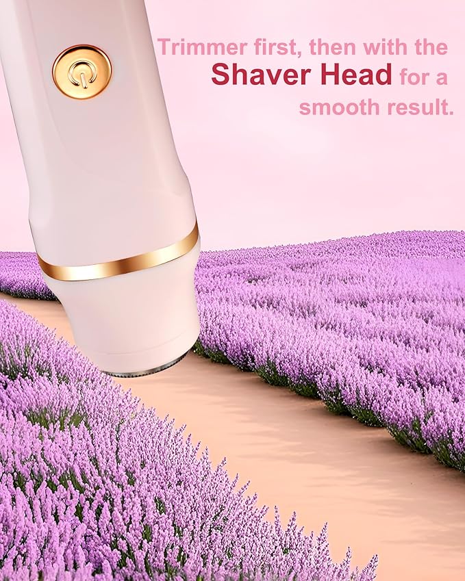 Bikini Trimmer for Women - 3-in-1 Painless Electric Razor Shaver,IPX7 Waterproof&Easy Cleaning for Pubic Hair,Face,Body with Ceramic Blades,USB Rechargeable,Wet&Dry Use(Peach)