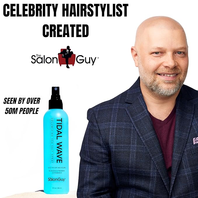 THESALONGUY Tidal Wave Sea Salt Spray β Texturizing & Volumizing Hair Spray for Beach Waves, Natural Texture & Lift β Styling Spray for Men & Women, 8 oz