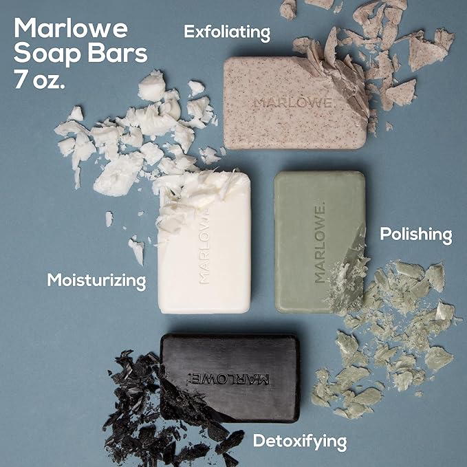 MARLOWE. No. 108 Lightly Exfoliating Soap Bar, 7oz (3 Bars) Polishing, Moisturizing & Cleansing Bar Soap for Men, Made with Natural Ingredients