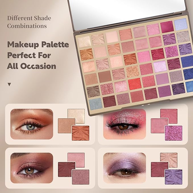 Color Nymph Artistry Palette, Multichrome Makeup Palettes For Face High Pigmented Eyeshadow with Matte Shimmer & Cream Eye Shadows Easy Makeup Blending Palette For Daily Stage Versatile Make Up Looks