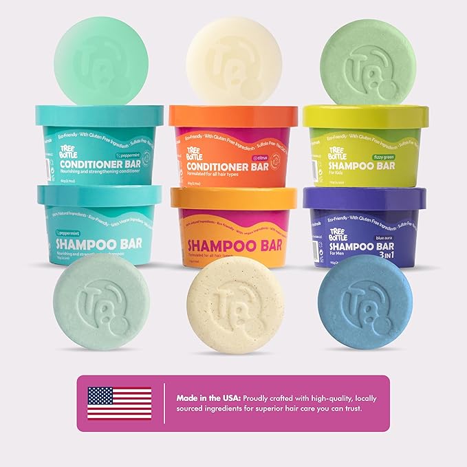 Vitamin B5 Shampoo & Conditioner Bar Set Bundle – Citrus Essential Oils + Argan Oil – Volumizing, Nourishing & Strengthening – Sulfate & Paraben Free – 7.8oz