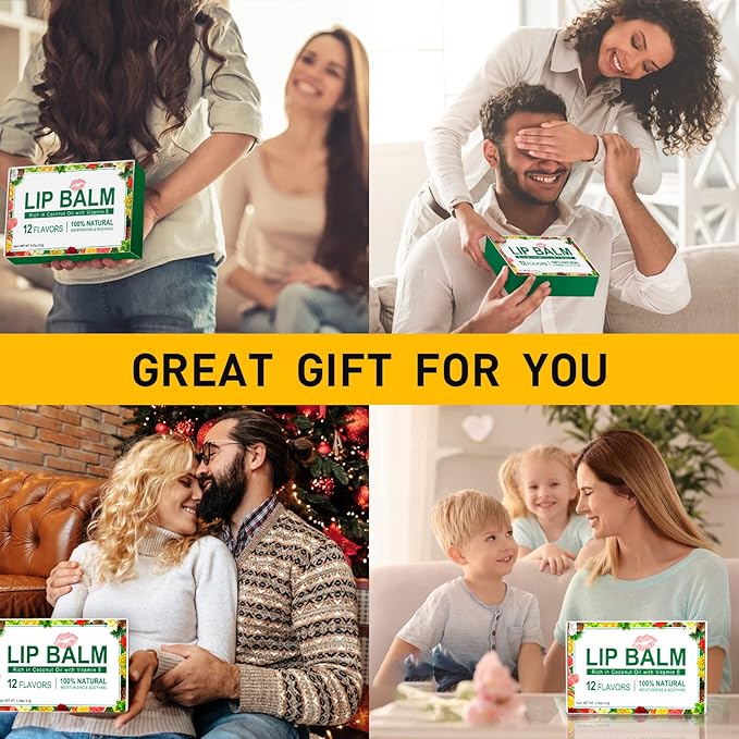 DMSKY 24 Pack Lip Balm, Natural Lip Balm Bulk with Vitamin E and Coconut Oil, Lip Care Product, Moisturizing Soothing Chapped Lips