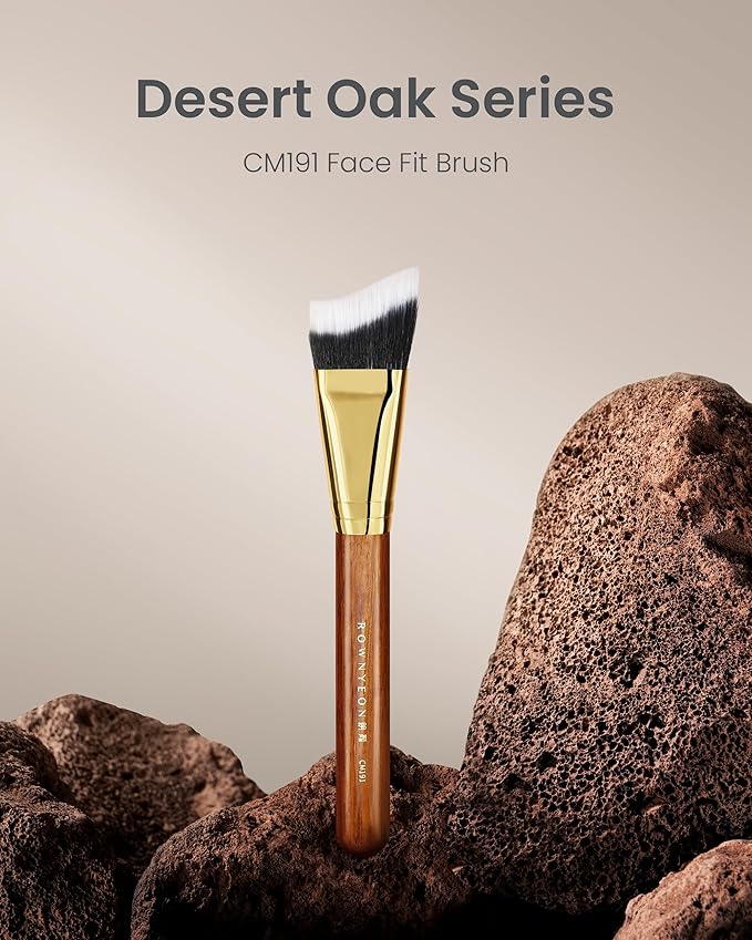 Desert Oak Series Terraced Contour Brush - 27mm Dual-Height Design with 5mm Flat Edge & 22mm Slope for Precision Sculpting, Bubinga & Brass (CM 191)