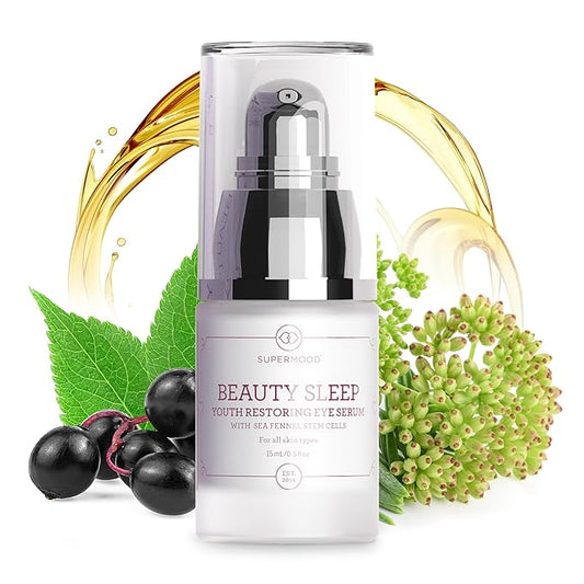 Overnight Eye Serum - Under Eye Serum for Night Time w. Hydrating Elderberry & Sea Fennel Stem Cells, Reduces Under-Eye Bags & Wrinkles, Anti-Aging Eye Serum