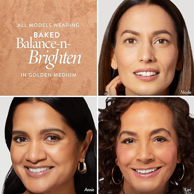 LAURA GELLER NEW YORK Award-Winning Baked Balance-n-Brighten Color Correcting Powder Foundation - Golden Medium - Buildable Light to Medium Coverage - Demi-Matte Natural Finish