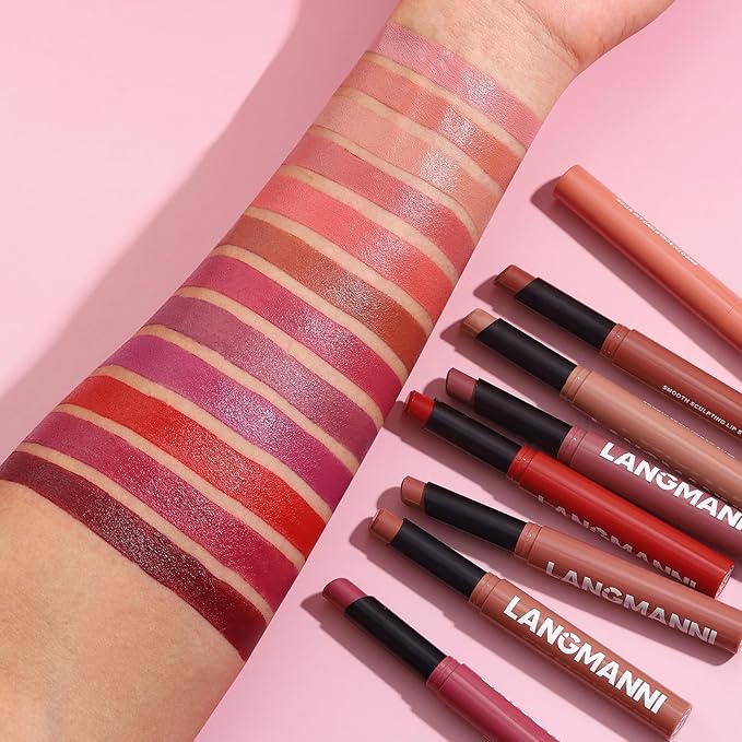 Jolilab 8Pcs Velvet Matte Lipstick Nude Matte Soft Dark Color Stick High Pigmented Long-Lasting Waterproof Lip Stick Lip Balm Beauty Cosmetics Gift for Girls and Women(01-06+11+12