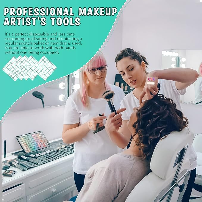 50 Pieces Hand Palette, Single Use Makeup Hand Palette Disposable Adhesive Palettes Cosmetic Makeup Palette for Every Makeup Artist (2.8 x 2.8 Inch)