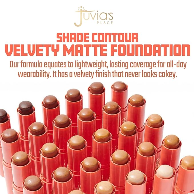 Juvia's Place Shade Stick Foundation, Concealer, Contour, Belize, Medium w/Neutral Undertone, .34 oz