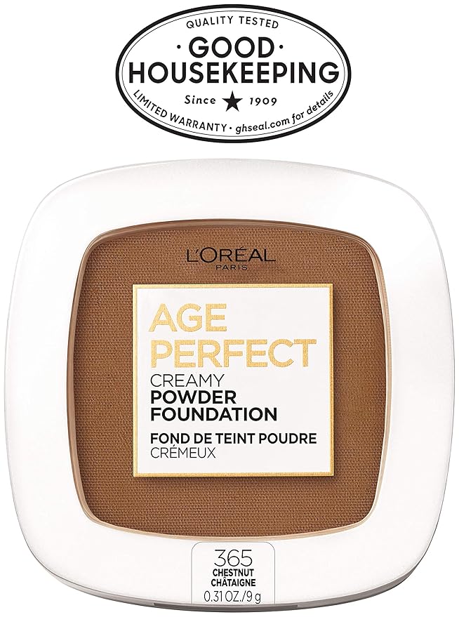 L’Oréal Paris Age Perfect Creamy Powder Foundation Compact, 365 Chestnut, 0.31 Ounce
