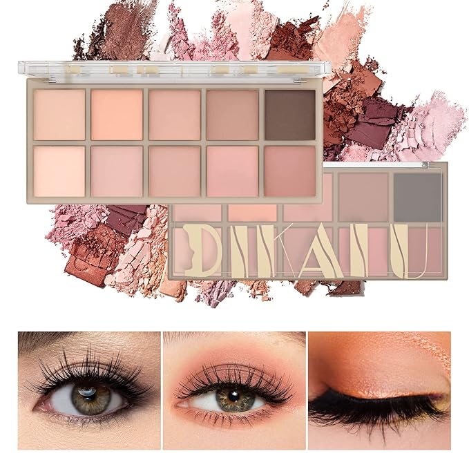 10 Colors Eyeshadow Palette Matte Naked Eye Shadow Makeup,High Pigmented, Naturing-Looking, Ultra-Blendable,Long Lasting High Pigment Nude Eyeshadow with 3 Eyeshadow Brush(Milk Tea)