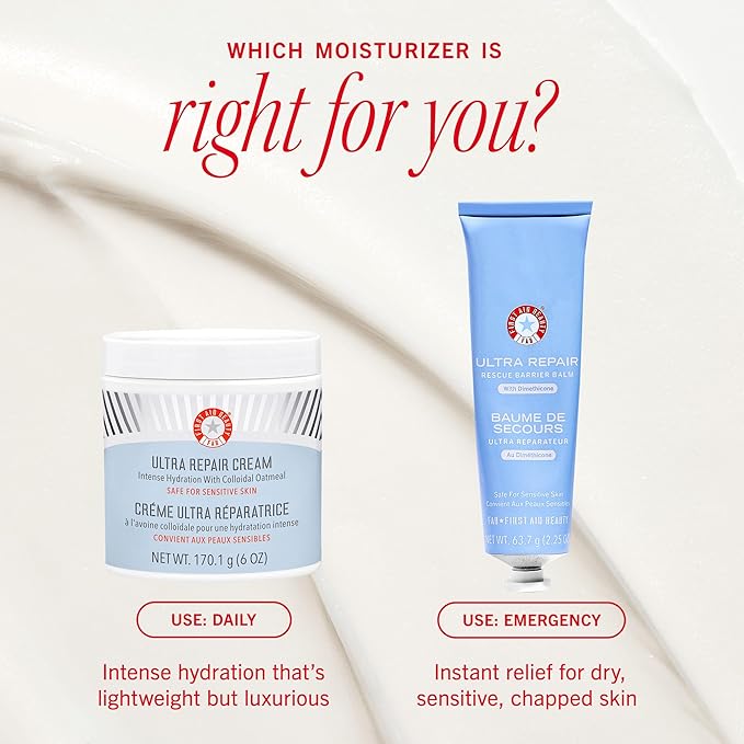 First Aid Beauty - Ultra Repair Cream, Intense Hydration Whipped Colloidal Oatmeal, Clinically Proven to Strengthen Skin Barrier in 7 Days & Helps Relieve Eczema, Luxury Moisturizer, 6 oz + Bonus, 2ct