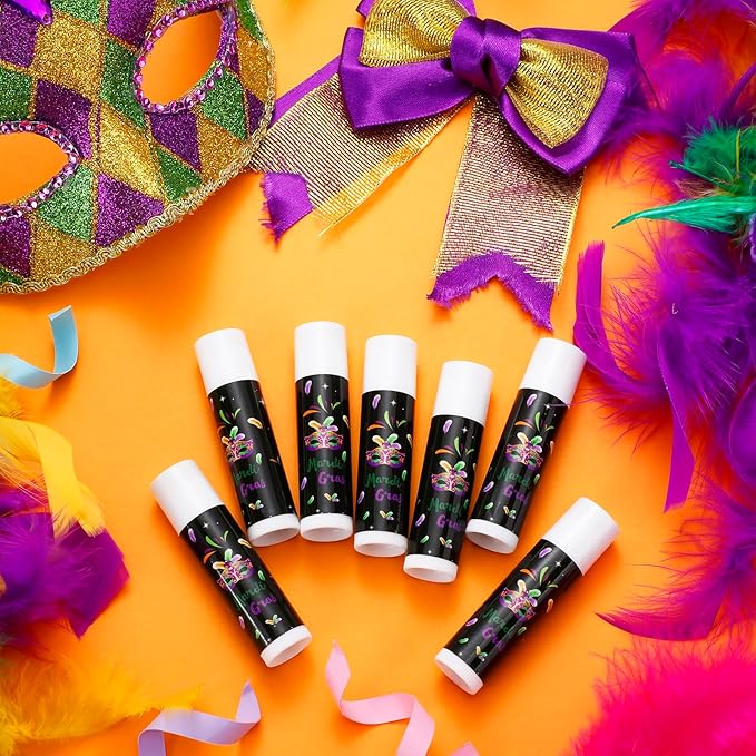 48 Pcs Mardi Gras Lip Balm Moisturizing Lip Balm Bulk Lip Balms and Moisturizers Wax Lip Cream Stocking Stuffers for Mardi Gras Party Favors Gift Baskets Women Men, Jasmine