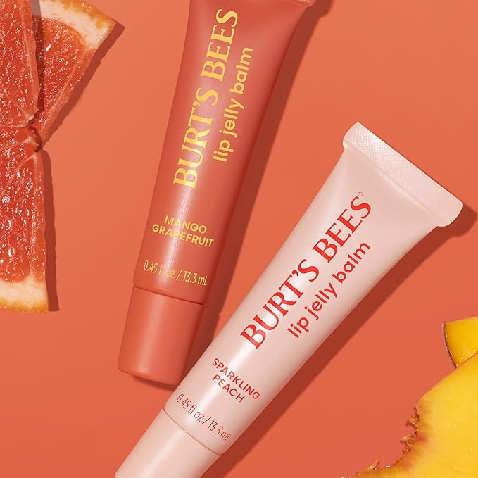 Burt’s Bees Mango Grapefruit Lip Jelly Balm, With Hyaluronic Acid and Squalane Moisturizer To Instantly Hydrate Lips, Lip Gloss With Responsibly Sourced Beeswax, Tint-Free, Lip Treatment, 0.45 oz.