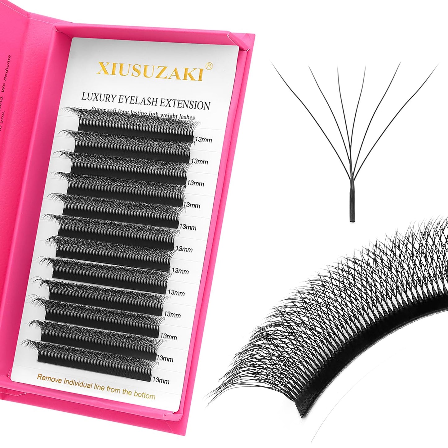 W Lash Extensions Supplies 6D Eyelash Extensions W Shape 0.07mm Thickness D Curl 14mm Premade Fans Easy Fan Lashes Volume Matte Black 12 Rows Crisscross Eye Lashes(W-6D-0.07-D,14mm)