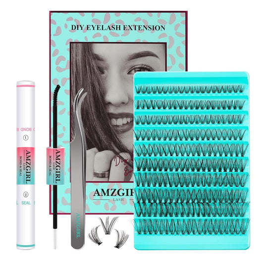 Lash Clusters Kit 200PCS 30D Eyelash Extension Kit D Curl Wispy Eyelash Clusters DIY Natural Individual Lashes Kits Lashes Extensions Kit with Lash Bond and Remover Eyelash Tweezer at Home(White Bond)