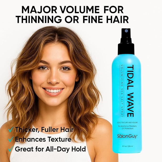 THESALONGUY Tidal Wave Sea Salt Spray β Texturizing & Volumizing Hair Spray for Beach Waves, Natural Texture & Lift β Styling Spray for Men & Women, 8 oz