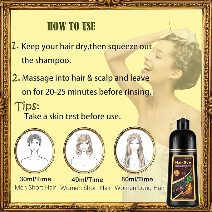 Dark Coffee Hair Dye Shampoo 3 in 1 for Gray Hair Coverage - Instant Shampoo Para Pintar el Cabello for Women Men, Herbal Brown Hair Color Shampoo Easy to Use & Long Lasting Champu Para Canas 16.90 oz