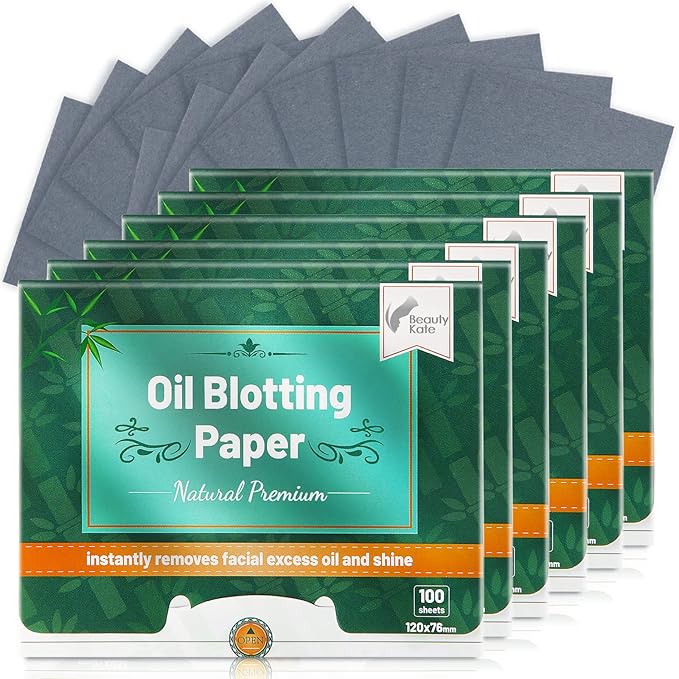 Natural Premium Oil Blotting Paper for Oily Skin with Bamboo Charcoal,26% Larger Oil Blotting Sheets for Face,Makeup Friendly Oil Absorbing Sheets 600 Sheets
