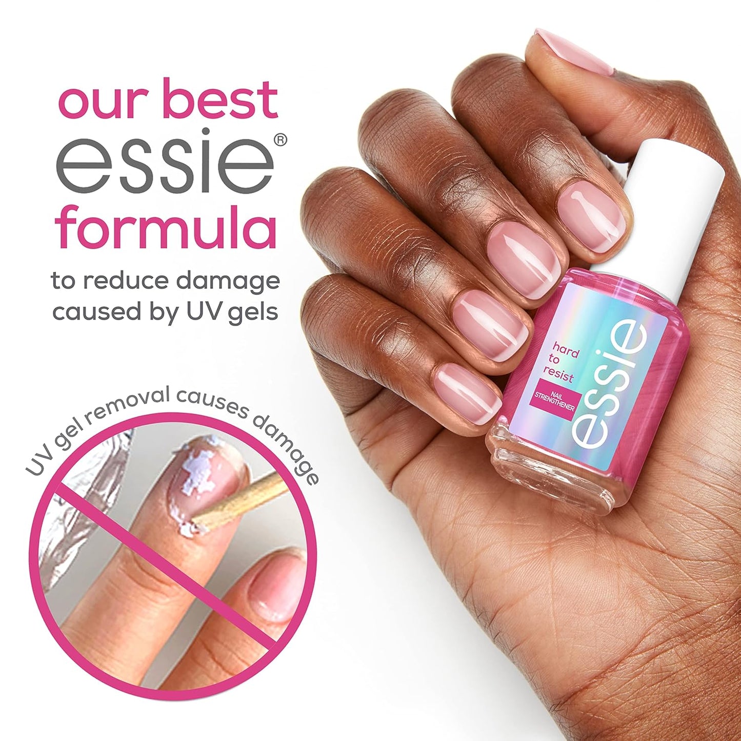 Essie Nail Strengthening Set, Hard To Resist Nail Strengthener, Glow & Shine, Neutralize & Brighten, 0.46 Fl Oz Each