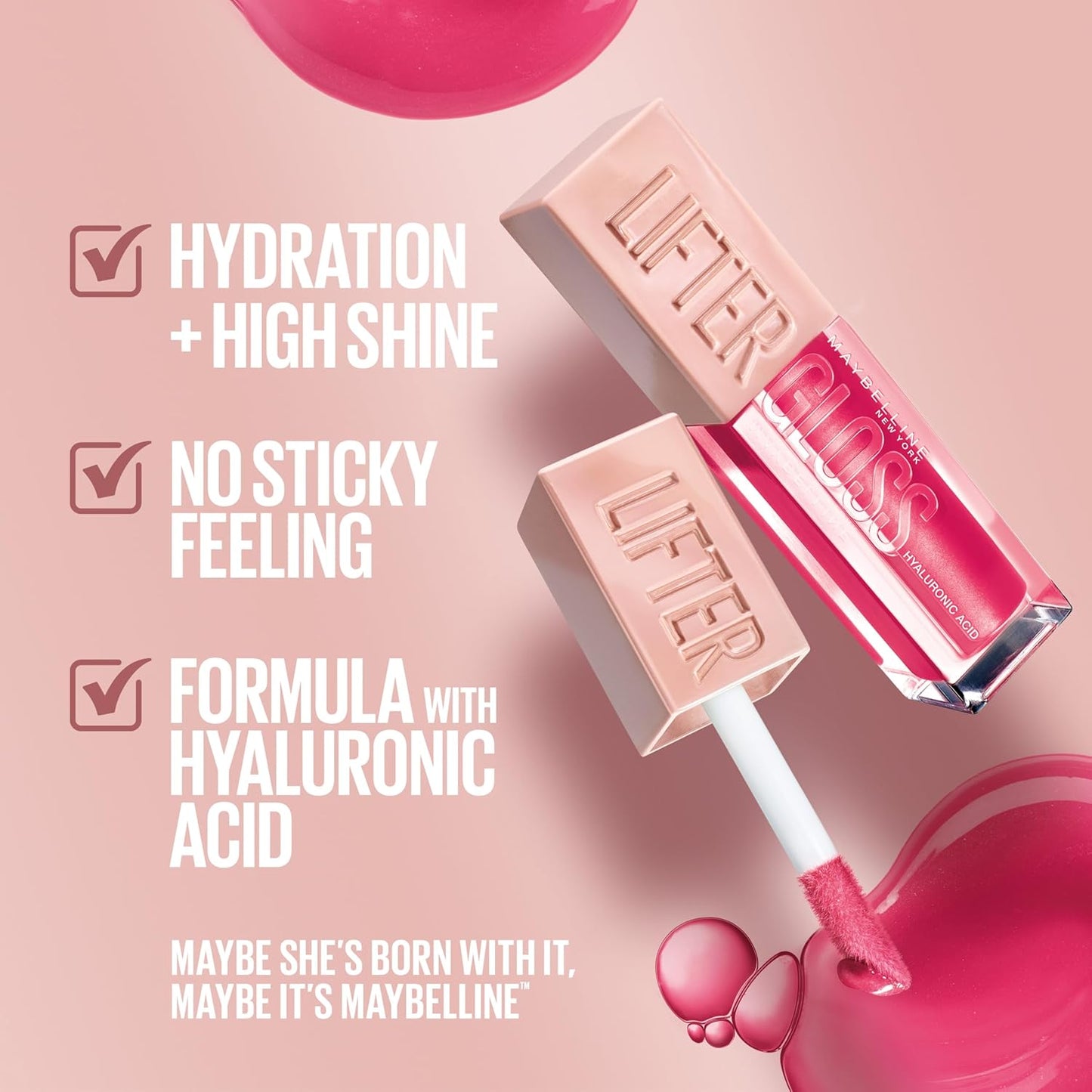 Maybelline Lifter Gloss, Hydrating Lip Gloss with Hyaluronic Acid, High Shine for Plumper Looking Lips, Brass, Pink Neutral, 0.18 Ounce