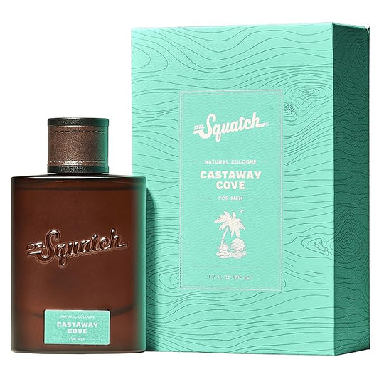 Dr. Squatch Natural Cologne for Men - Bergamot, Lavender, and Vanilla Fragrance Inspired by Coconut Castaway - Sustainably-Sourced Ingredients - Castaway Cove Cologne (1.7 fl oz)