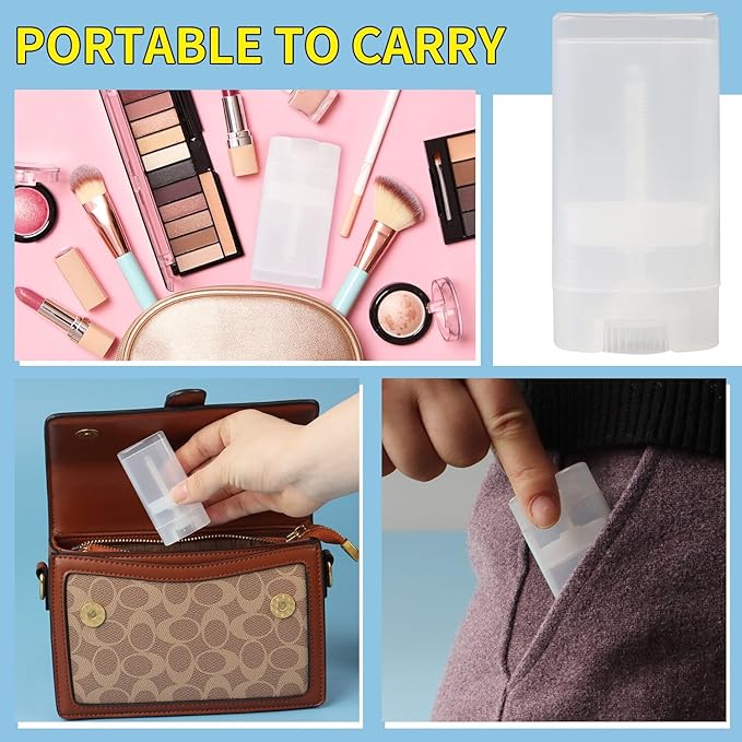 Empty Oval Deodorant Lip Lipstick Balm Tubes Containers Plastic 20PCS 15ML Transparent (15ml, Transparent)