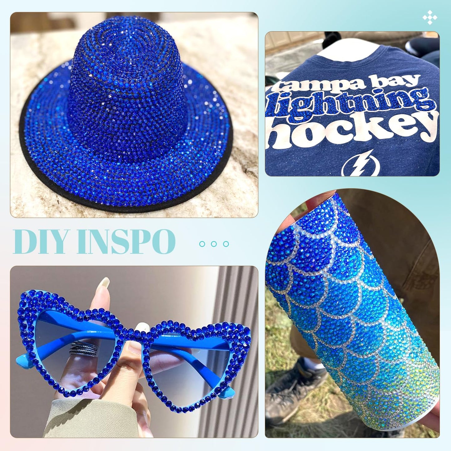 6100Pcs Royal Blue Rhinestones for Crafting with 2Pcs 10ml B7000 Jewelry Glue, 1 Box Flatback Crystals Diamond for Bedazzling Crafts DIY Nail Art Resin Gems for Clothing Shoes