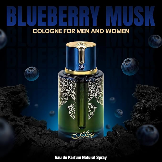 Blueberry Musk Eau de Parfum - Long Lasting Unisex Cologne for Men and Women, Rich & Sensual Fragrance Spray - Bold Fruity & Floral Scent with Woody Base - 100 ml / 3.4 Fl Oz