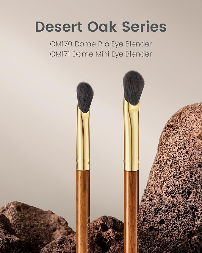 Desert Oak Series Thumb-Shaped Eyeshadow Brush (Small) - Curved Brush Head Mimics Natural Finger Contour, Premium Goat Hair & Bubinga Handle for Lid/Crease Blending (CM 171)