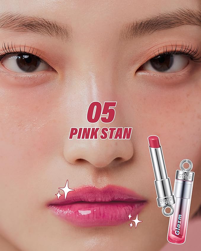 ATHE Glazm Lipbalm Stick - Vegan Glow Korean Lip Balm - Plumping, Volumizing & Highly Pigmented Lipstick - Soft Melting, Buildable Formula - Plant-Derived, Cruelty-Free, 0.12oz. (05 Pinkstan)