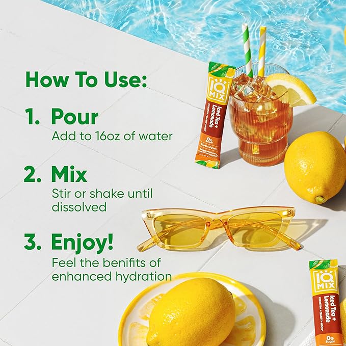 IQMIX Hydration Electrolyte Powder – 4-in-1 Formula for Hydration, Mental Clarity, Mood and Recovery – Sugar-Free Drink Mix, Keto, Magnesium L-Threonate, Lion’s Mane – 20 Count New Iced Tea Lemonade