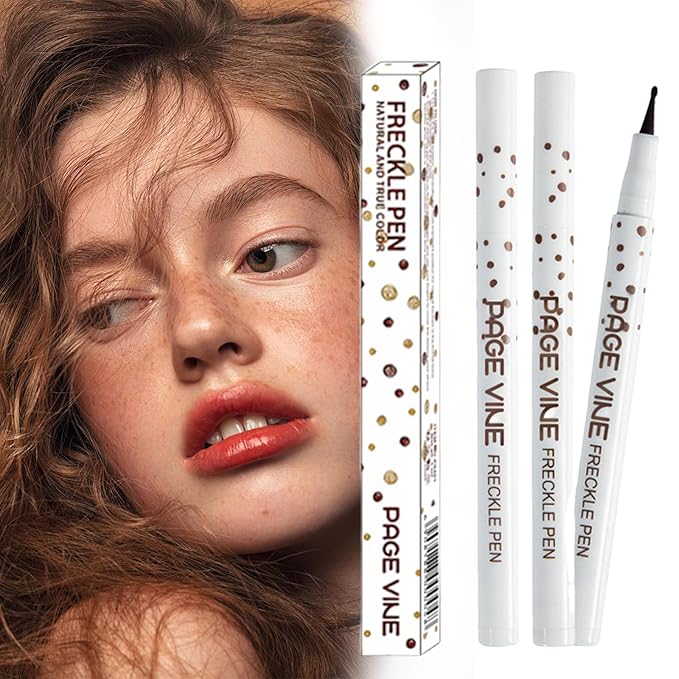 2 Pack Freckle Pen,Liquid Face Fake Freckles Makeup Pen to Create Natural Freckle Makeup and Freck beauty,Fake Freckles Waterproof for Lifelike Sunkissed Makeup,Mole Pen(02Medium+04Espresso)