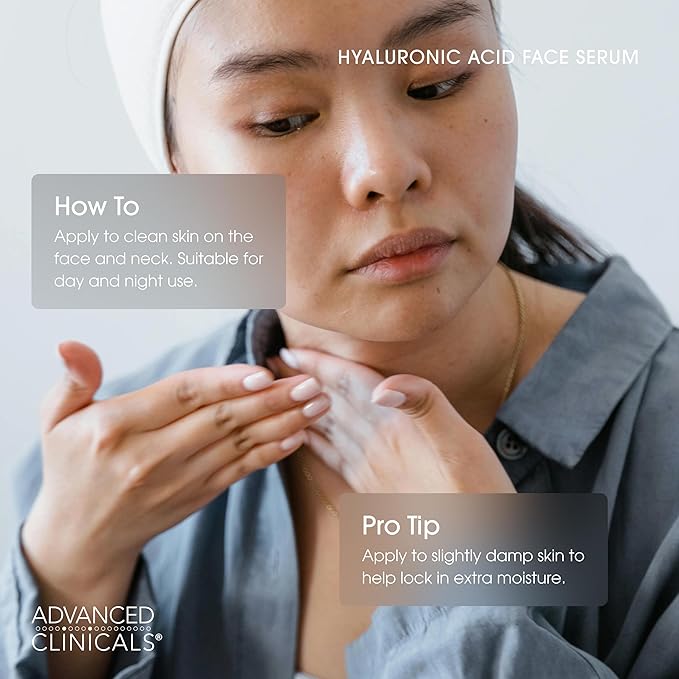 Advanced Clinicals Hyaluronic Acid Moisturizer Face Serum + Collagen Peptide Facial Serum Skin Care Set | Hydrating Serums For Diminishing Appearance Of Wrinkles, Dry Skin, Fine Lines, Set Of 2